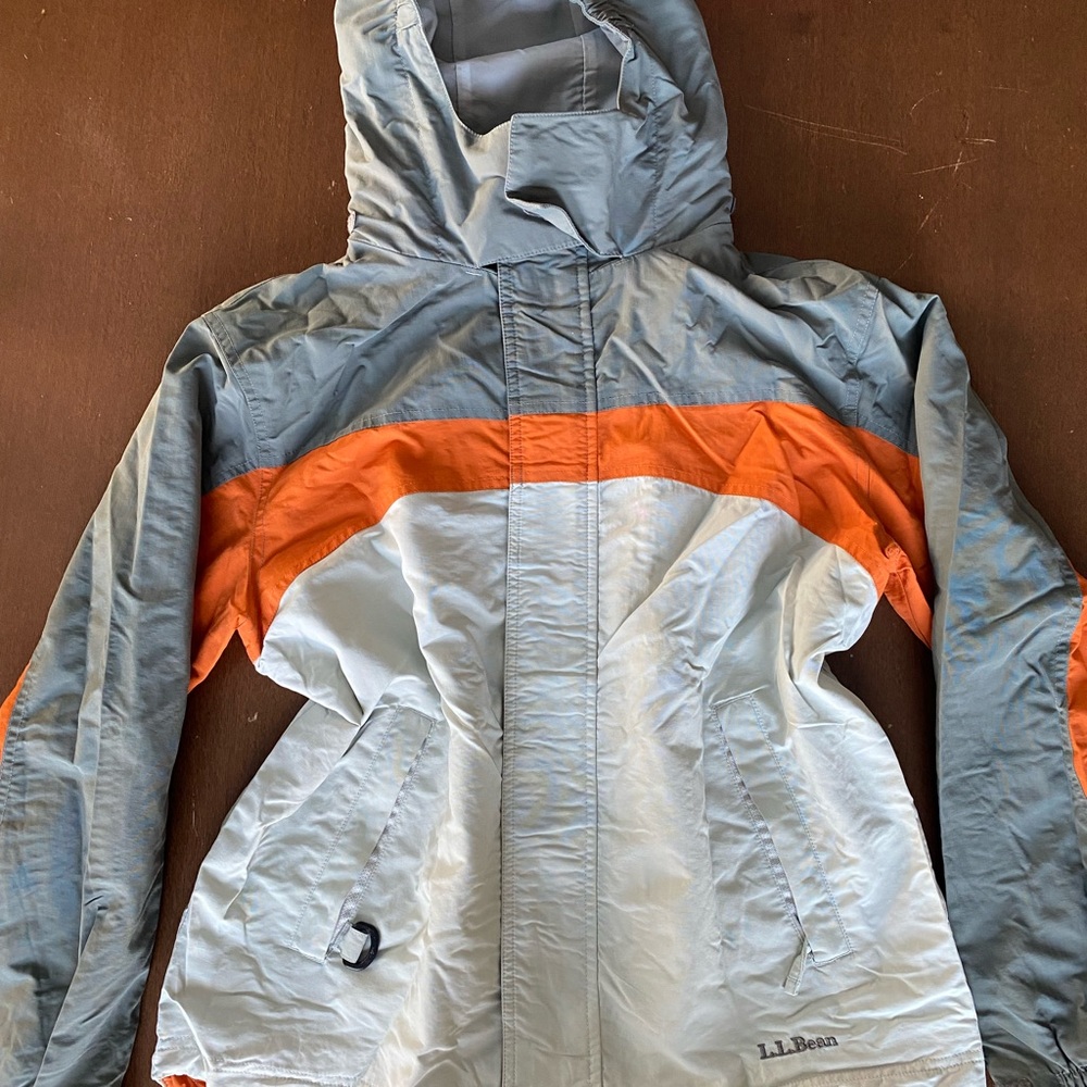 L.L. Bean Women's Gray and Orange Rain Jacket